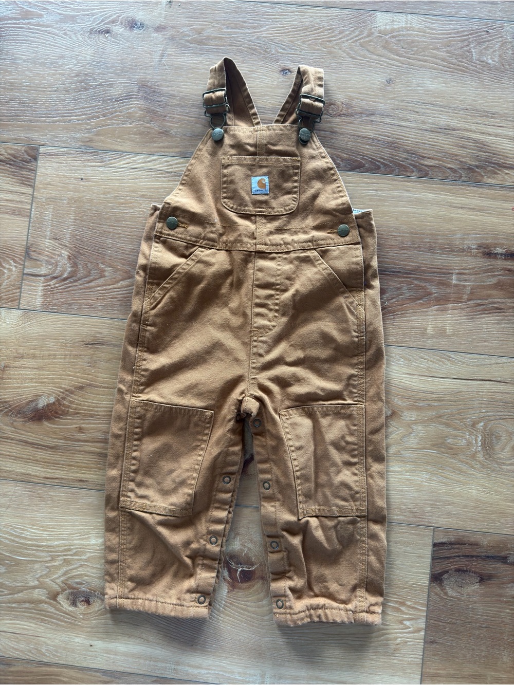 Carhartt Toddler Tan Overalls with Patch Pocket